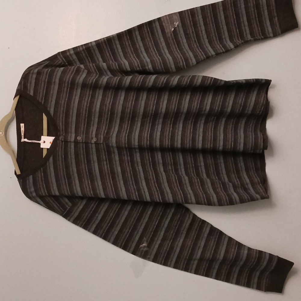 Marine Layer size XXL men's green, gray,black striped long sleeve henley sweater